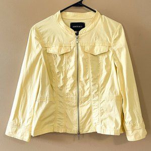 Lafayette 148 New York Size Medium Yellow Cotton Stretch Zip Jacket | EUC